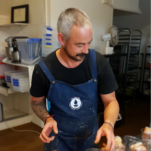 The Tart Tin Denim Apron | Matt in Kitchen