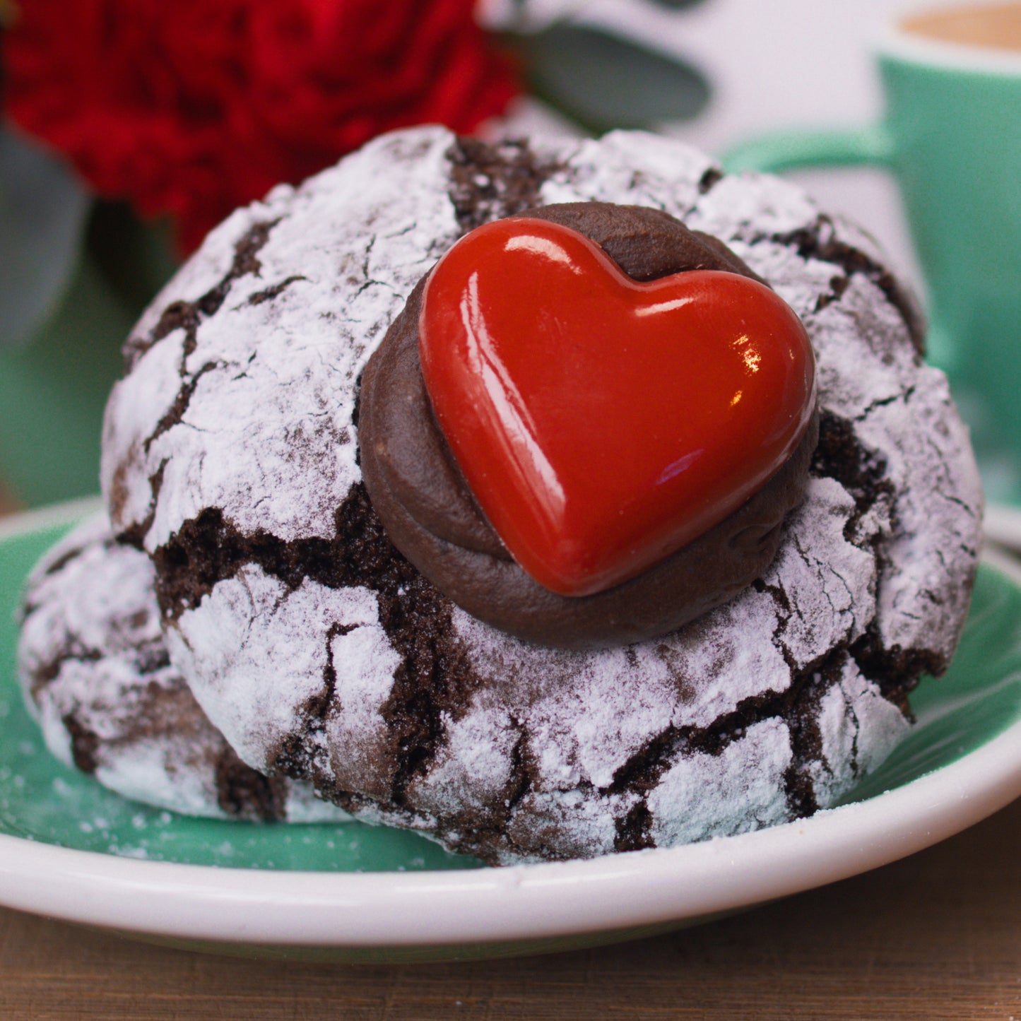 Valentine Chocolate Crackle Cookies